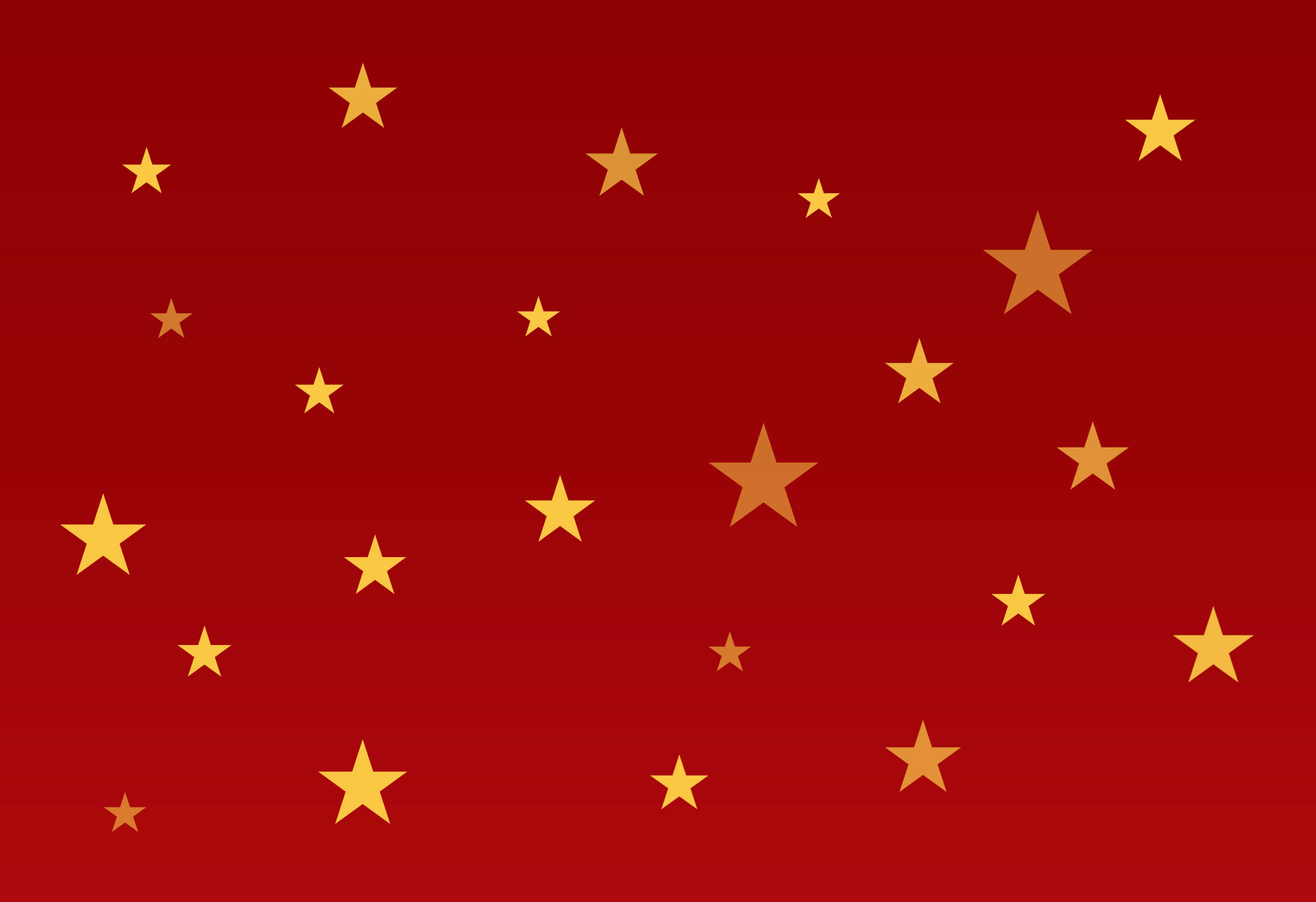 Red Star 桌布 壁紙 — 一個大膽的紅色背景，點綴著散落的金色星星，大小各異，營造出動態的愛國圖案。