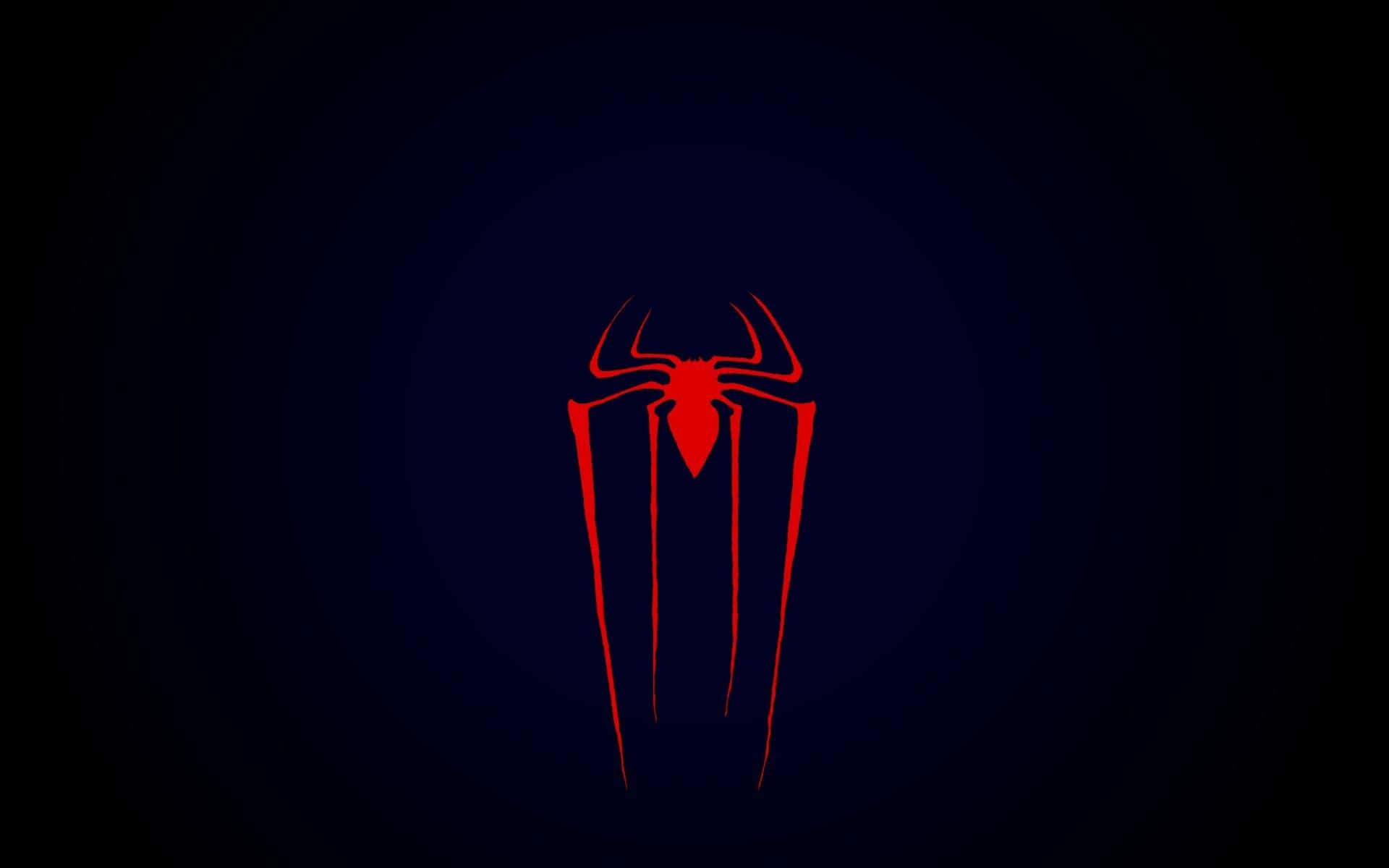 Red Spider 桌布 壁紙 — 一個大膽的紅色蜘蛛標誌在深藍色漸變背景上發光，帶有微妙的徑向光效。
