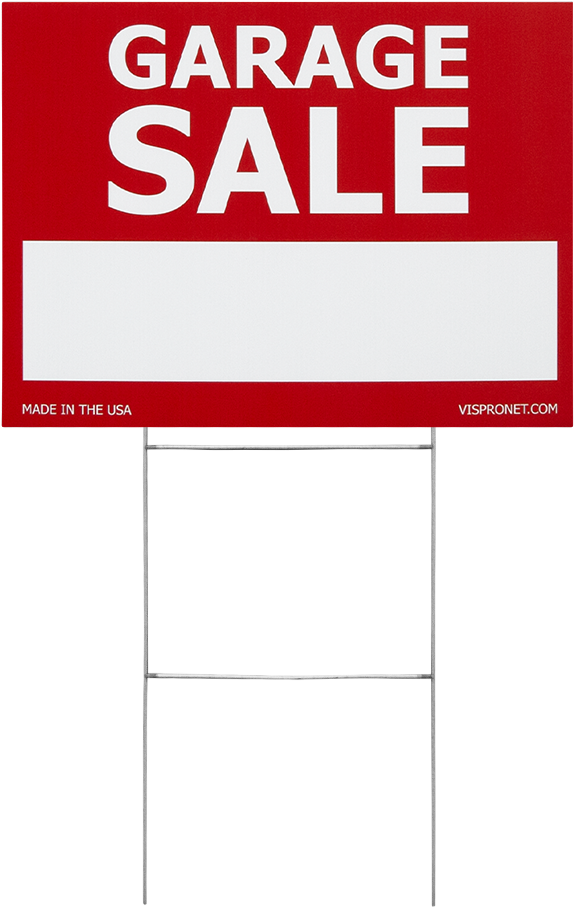 Sale Banner 桌布 壁紙 — 一個大膽的紅色車庫拍賣標誌，白色文字，在純黑背景上格外醒目。