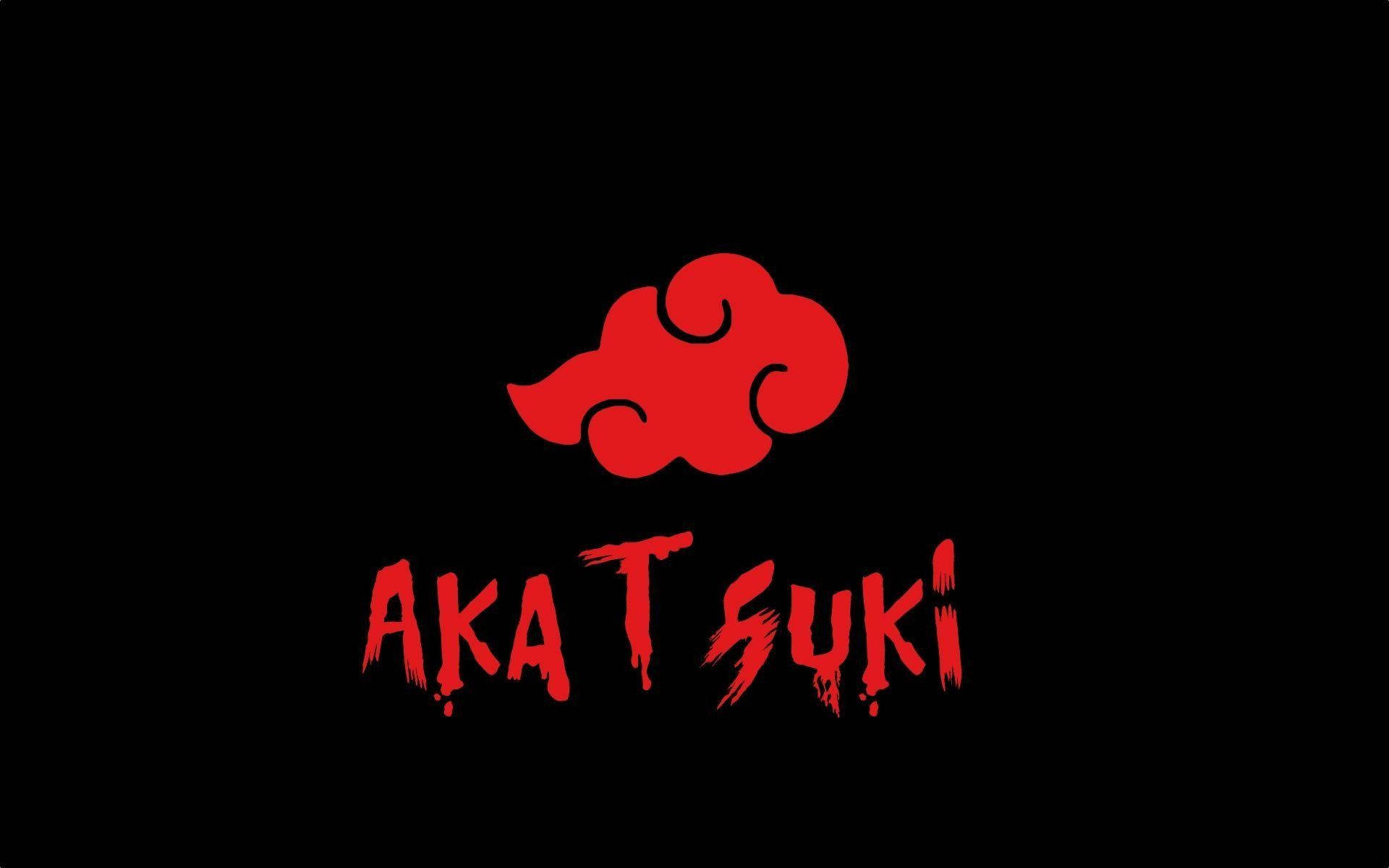 曉之雲動圖 桌布 壁紙 — 一個大膽的紅色雲朵標誌和滴落的文字「AKATSUKI」在純黑色背景上脫穎而出。