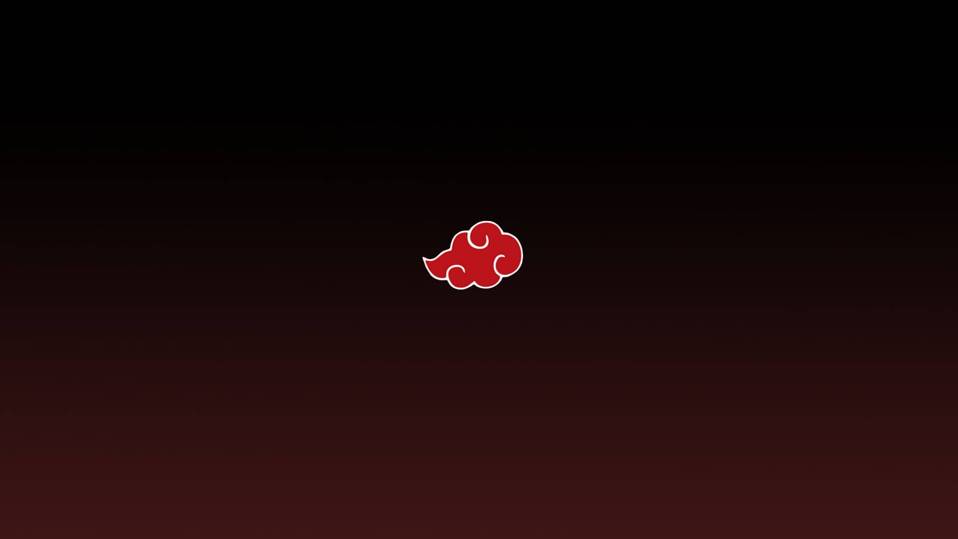 Anime Desktop 桌布 壁紙 — 一個大膽的紅色雲朵符號，居中於從黑色到深栗色的暗色漸變背景上。