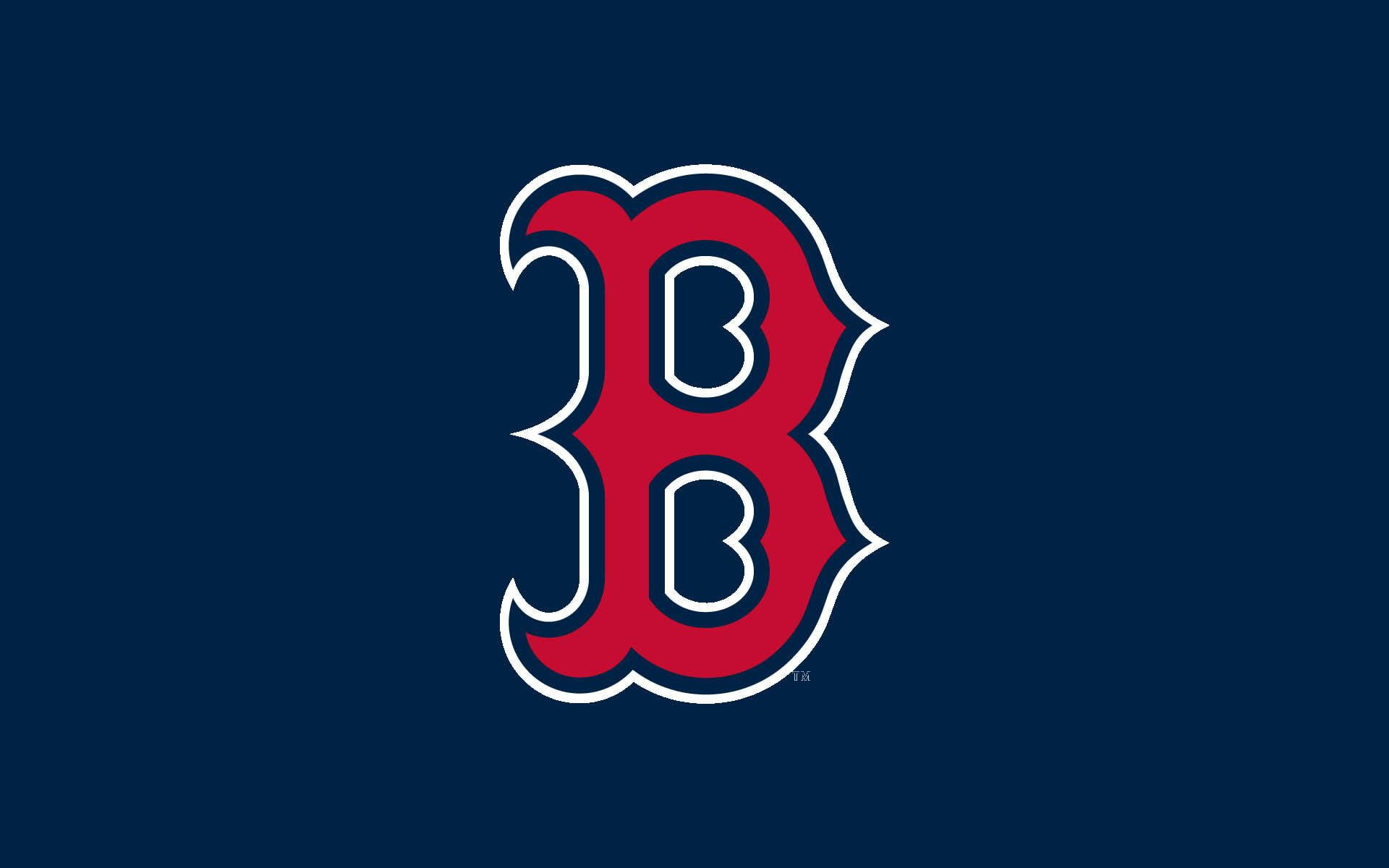 Boston Red Sox 桌布 壁紙 — 一個大膽的紅色風格化B標誌，帶有白色輪廓，居中於純海軍藍背景上。
