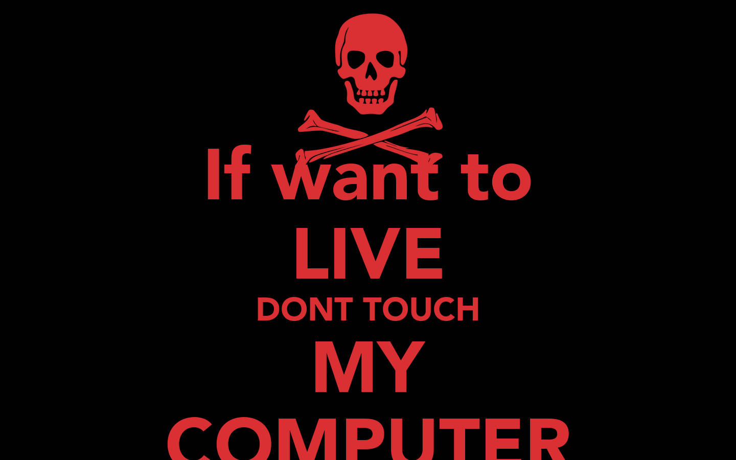 紅色骷髏頭骨和交叉骨警告不要觸摸電腦 — 骷髏頭動圖 壁紙