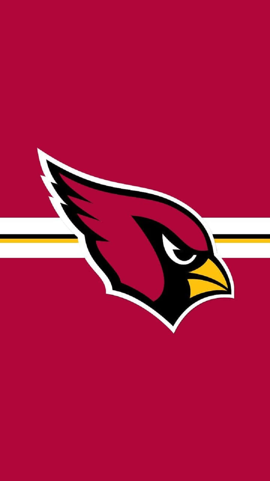 Arizona Cardinals 桌布 壁紙 — 一個大膽的紅雀頭標誌，在純紅色背景上有白色和金色條紋。