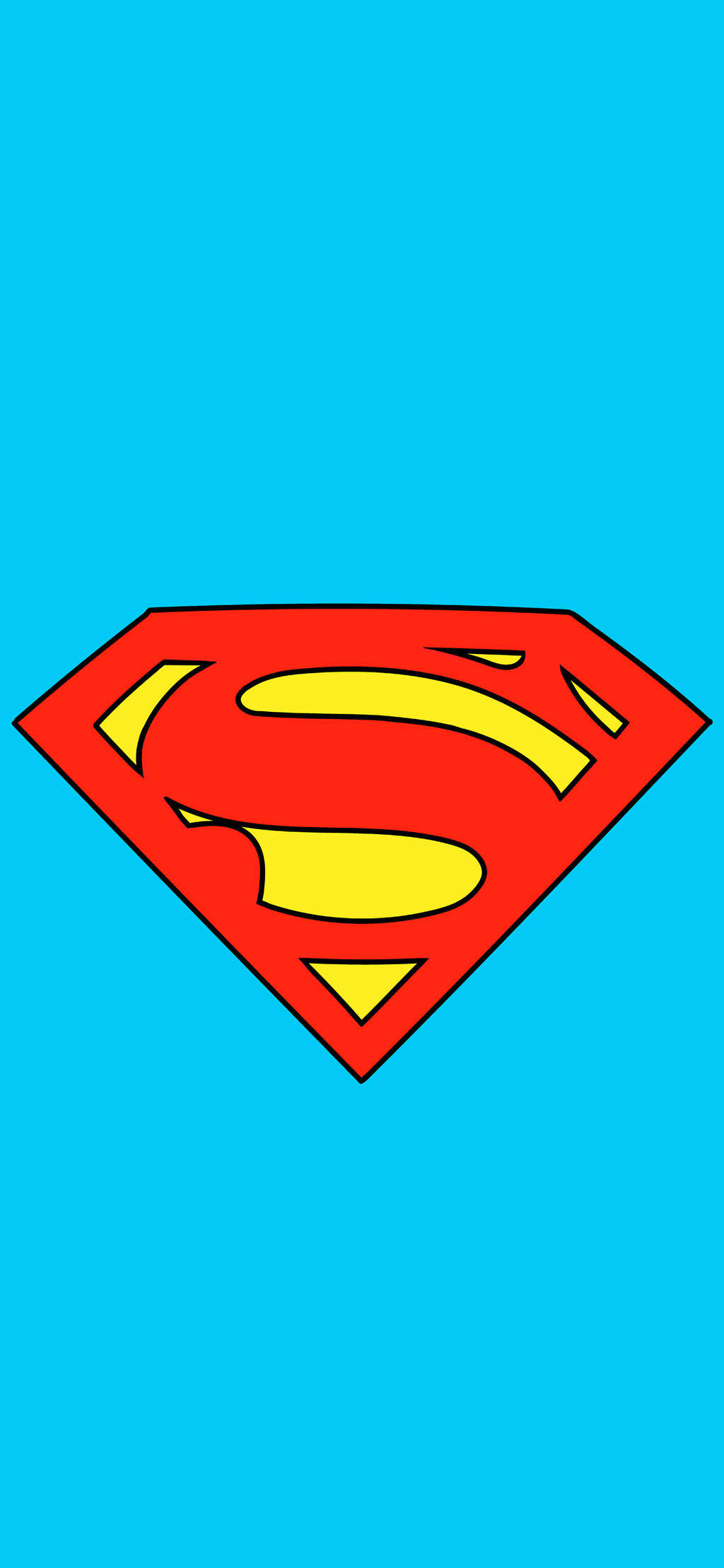 superman symbol iPhone 桌布 壁紙 — 一個大膽的紅黃色超人標誌，居中在純亮藍色背景上。