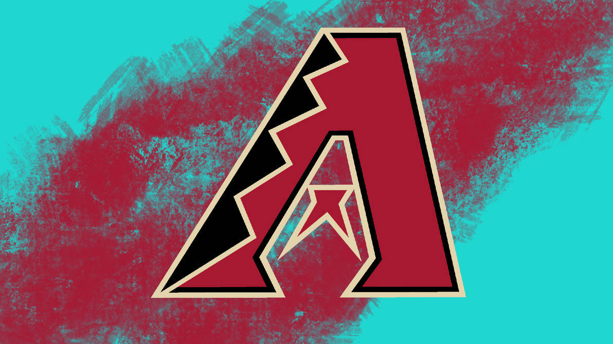 Arizona 桌布 壁紙 — 一個大膽的紅黑風格化 'A' 標誌，內含一顆星，置於有紋理的藍綠色和紅色背景上。