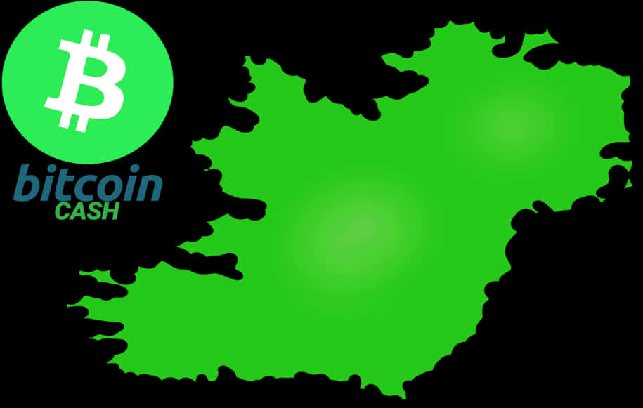 比特幣 桌布 壁紙 — 一個大膽的綠色Bitcoin Cash標誌，帶有滴墨效果，背景為黑色。