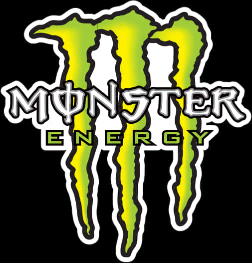 怪物 桌布 壁紙 — 一個大膽的綠色和白色Monster Energy標誌，帶有爪狀設計，背景為黑色。