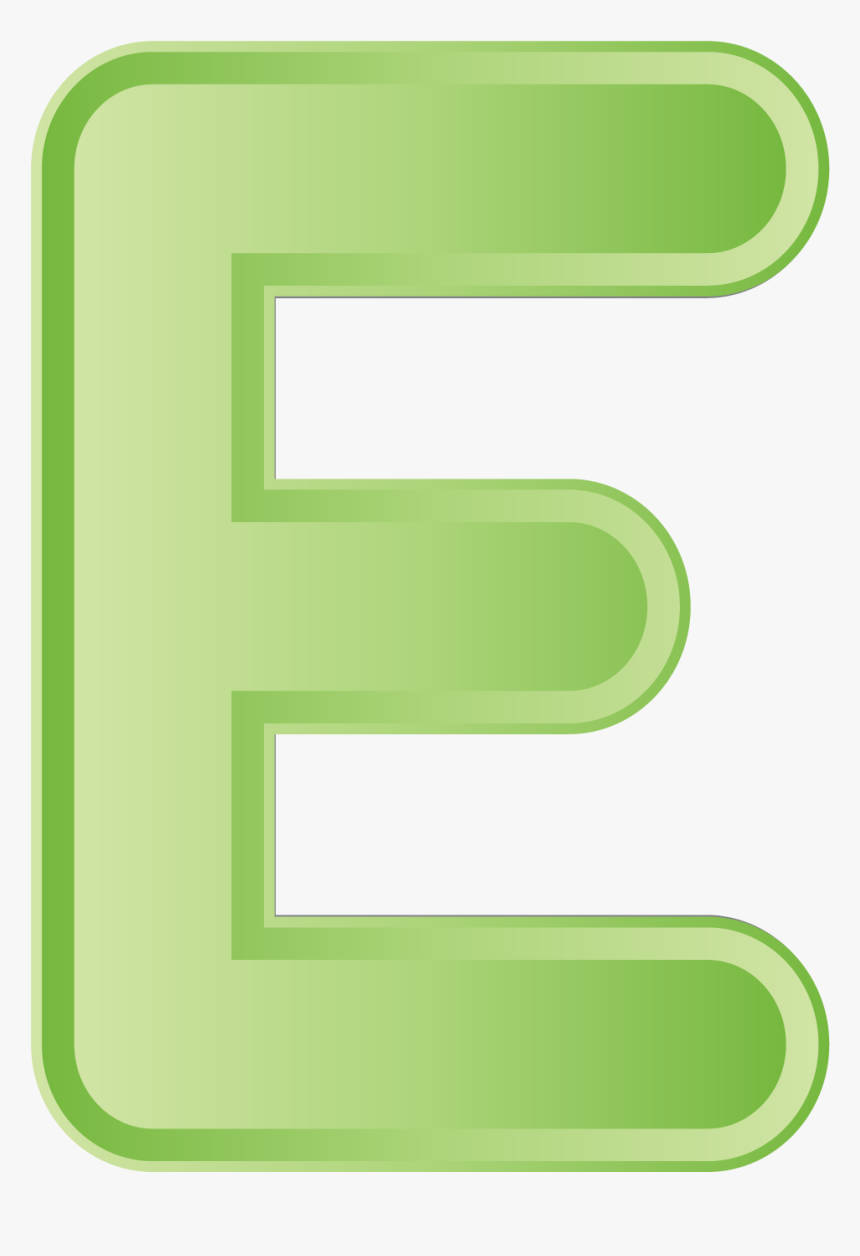 E 桌布 壁紙 — 一個大膽的綠色字母E，帶有圓角邊緣和漸層陰影，背景為白色。