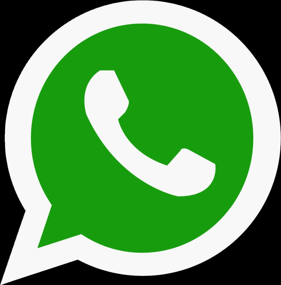 WhatsApp 桌布 壁紙 — 一個大膽的綠色對話氣泡圖標，中央有一個白色電話符號，背景為黑色。