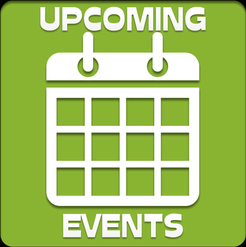 Calendar Icon 桌布 壁紙 — 一個大膽的綠色方形圖標，日曆網格符號上方和下方有白色文字顯示「即將舉行的活動」。