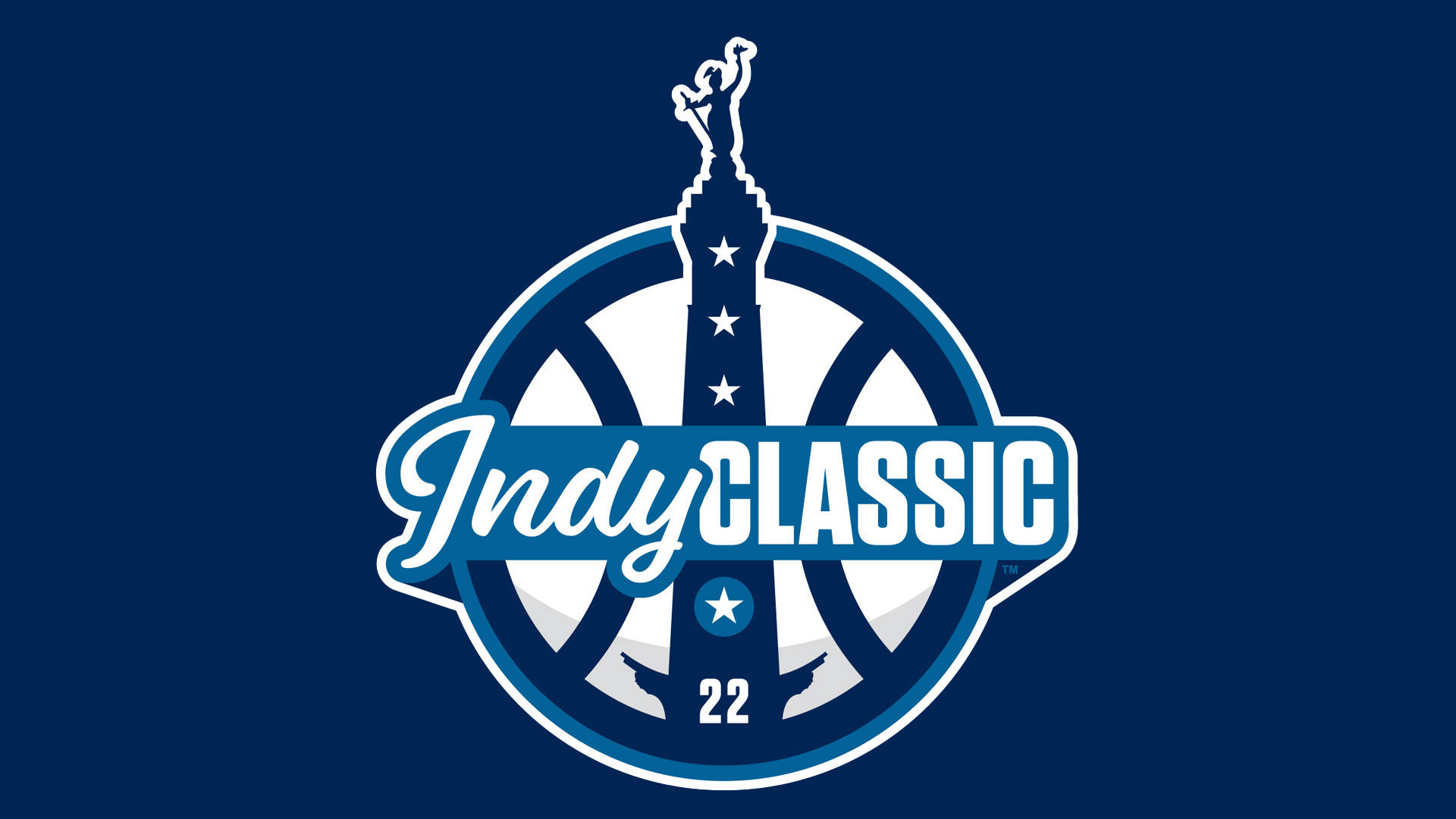 Indy Classic 22 籃球錦標賽標誌，帶有獎盃剪影和星星。 — 道奇隊標誌 壁紙