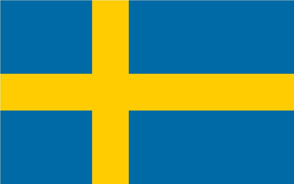 Sweden 桌布 壁紙 — 一個大膽的藍色區域，中央有一個黃色十字，將旗幟分成四個相等的象限。