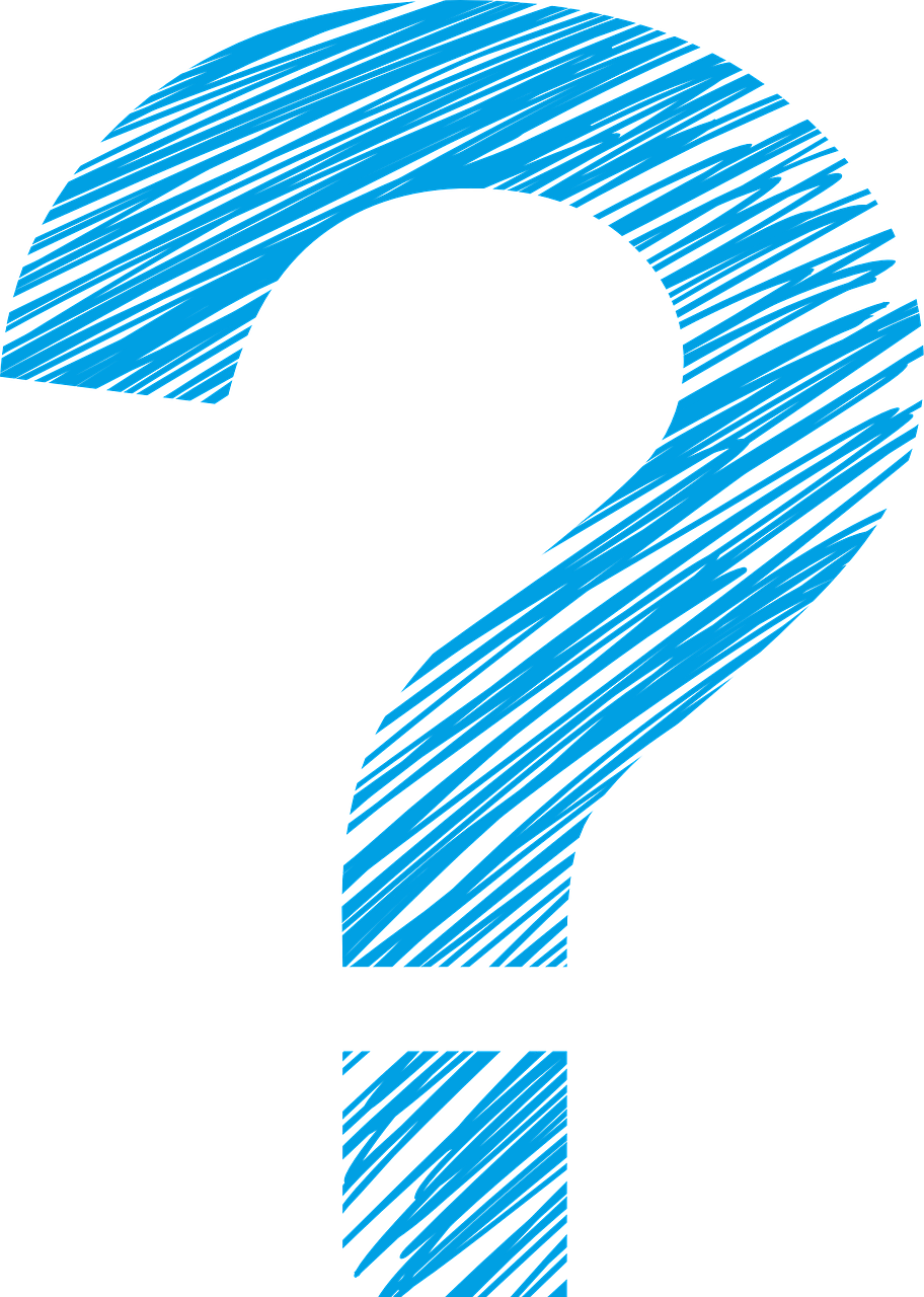 Questions 桌布 壁紙 — 一個大膽的藍色問號，以充滿活力的斜線繪製在鮮明的黑色背景上。