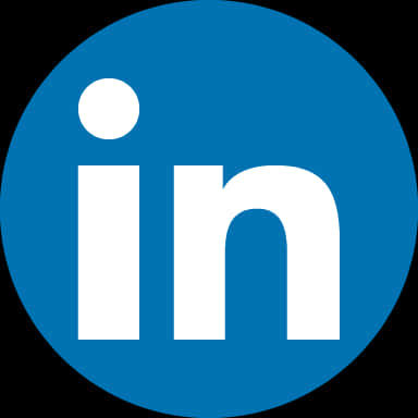 Linkedin Logo 桌布 壁紙 — 一個大膽的藍色圓形標誌，中央有白色小寫字母 'in'，背景為黑色。
