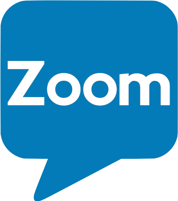 放大 桌布 壁紙 — 一個大膽的藍色對話氣泡圖示，內部居中帶有白色 'Zoom' 文字。