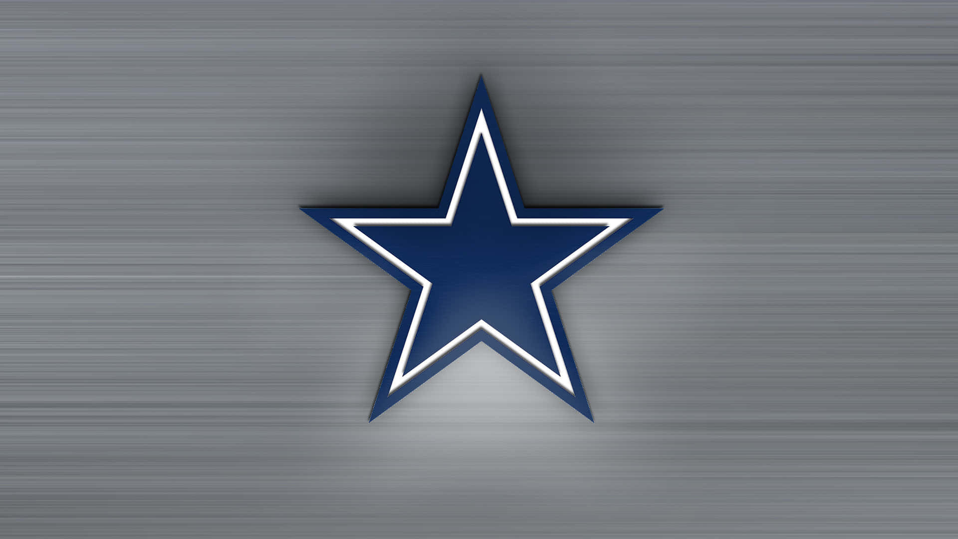 Dallas Cowboys iPhone 桌布 壁紙 — 一個大膽的藍色星星，帶有白色輪廓，居中在拉絲金屬灰色背景上。