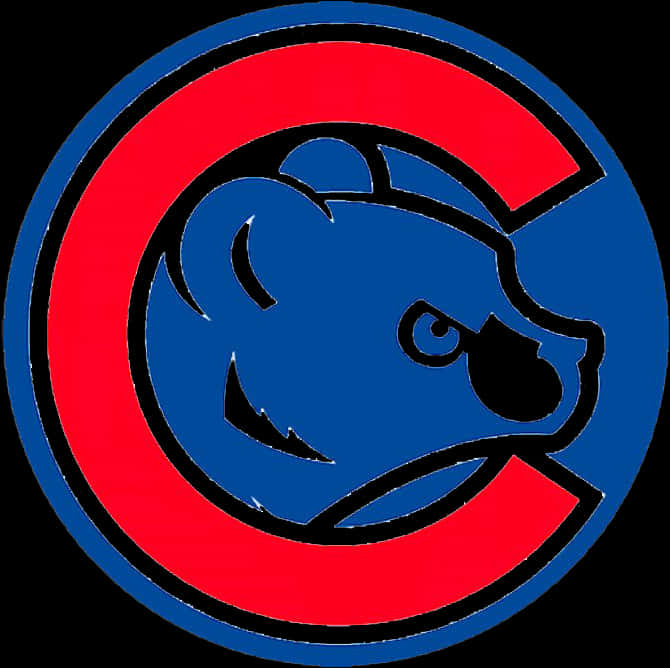 Chicago Cubs Logo 桌布 壁紙 — 一個大膽的藍色熊頭標誌，被紅色C環繞，背景為黑色。