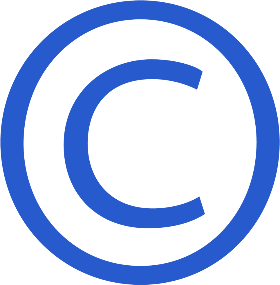 Copyright 桌布 壁紙 — 一個大膽的藍色版權符號居中位於純黑色背景上。
