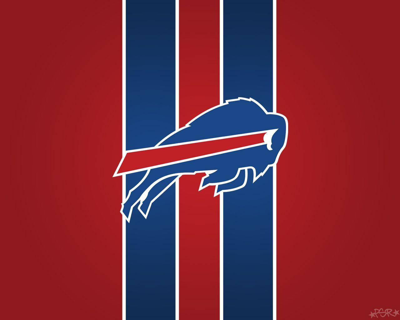 Buffalo Bills 標誌在紅藍條紋背景上 — 水牛城比爾 GIF 壁紙
