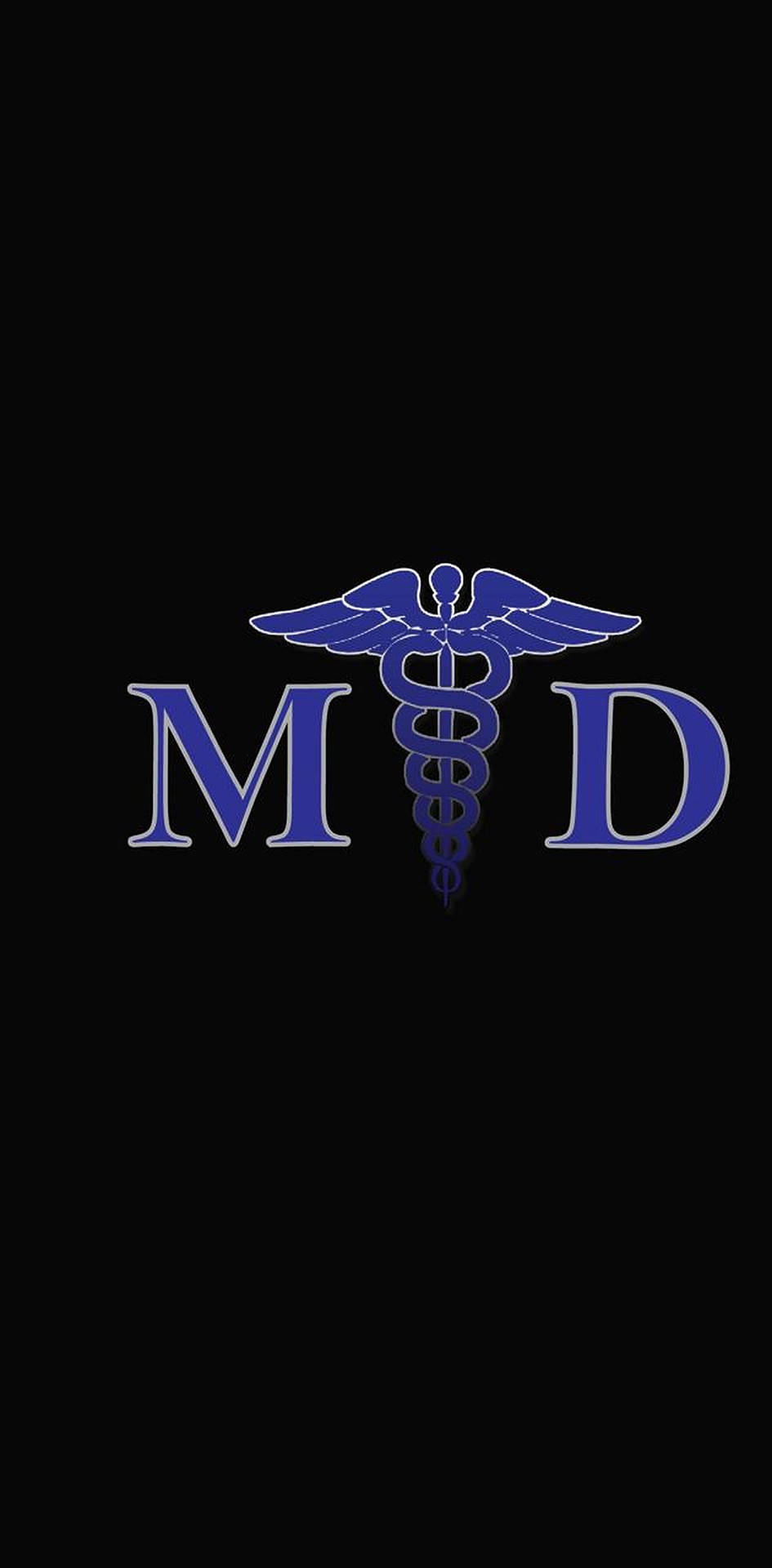 黑色背景上帶有字母 M 和 D 的藍色醫學符號 — 醫生 GIF 壁紙
