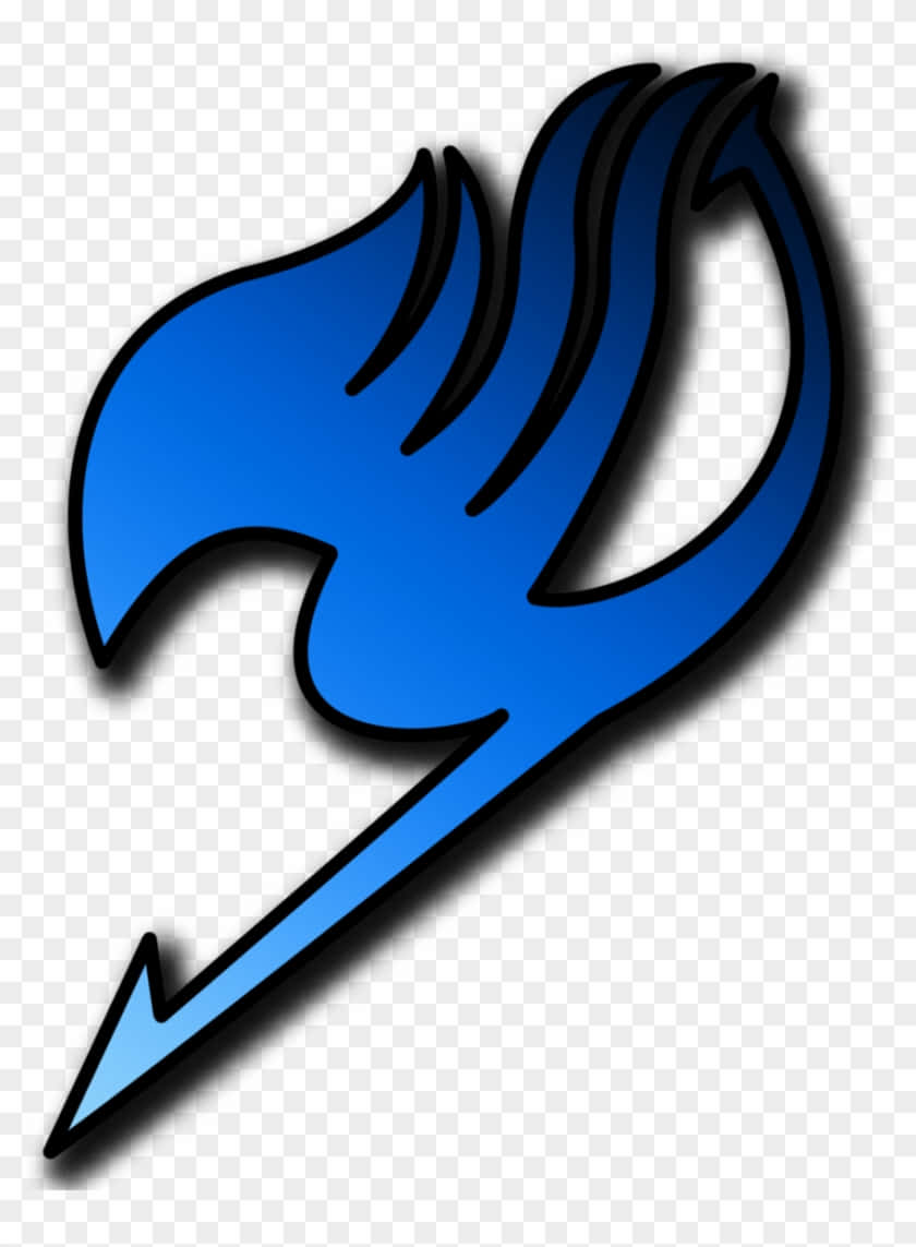Fairy Tail Logo 桌布 壁紙 — 一個大膽的藍色風格化閃電，帶有黑色輪廓和漸變陰影，背景透明。