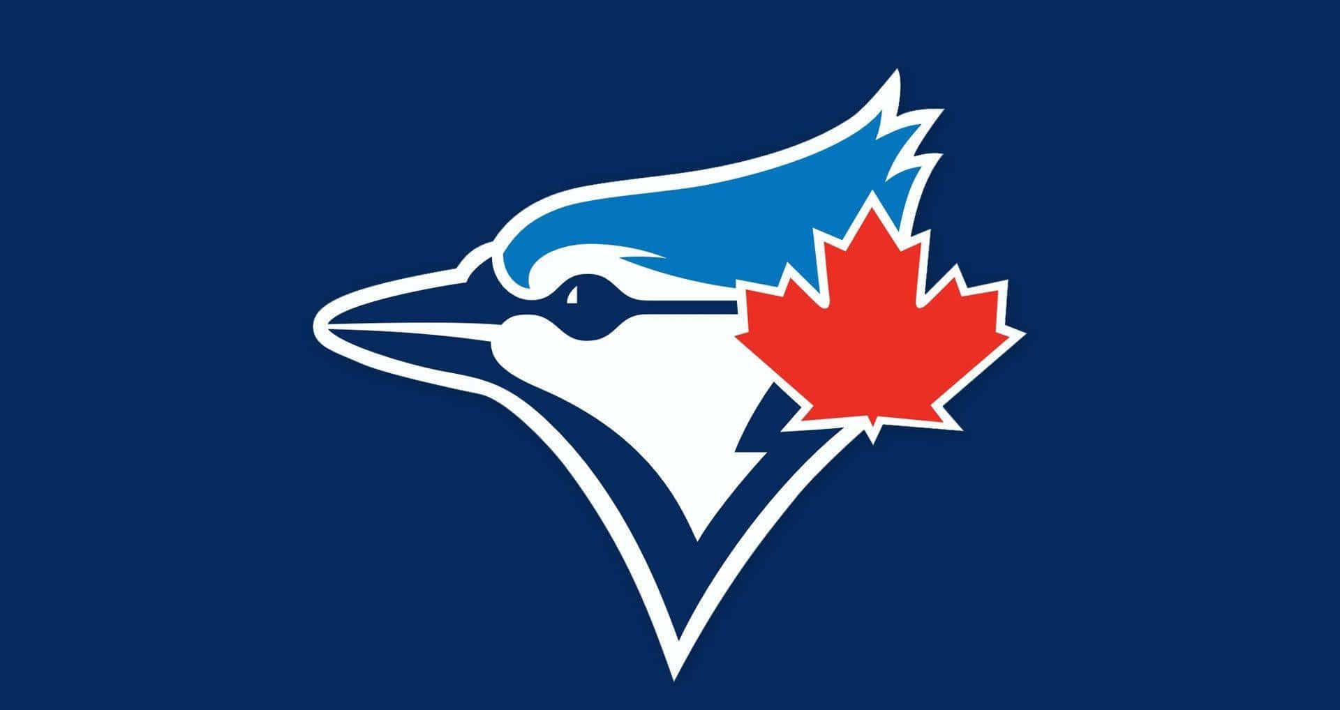 MLB Teams 桌布 壁紙 — 一個大膽的藍鳥頭標誌，帶有紅色楓葉，背景為深藍色。