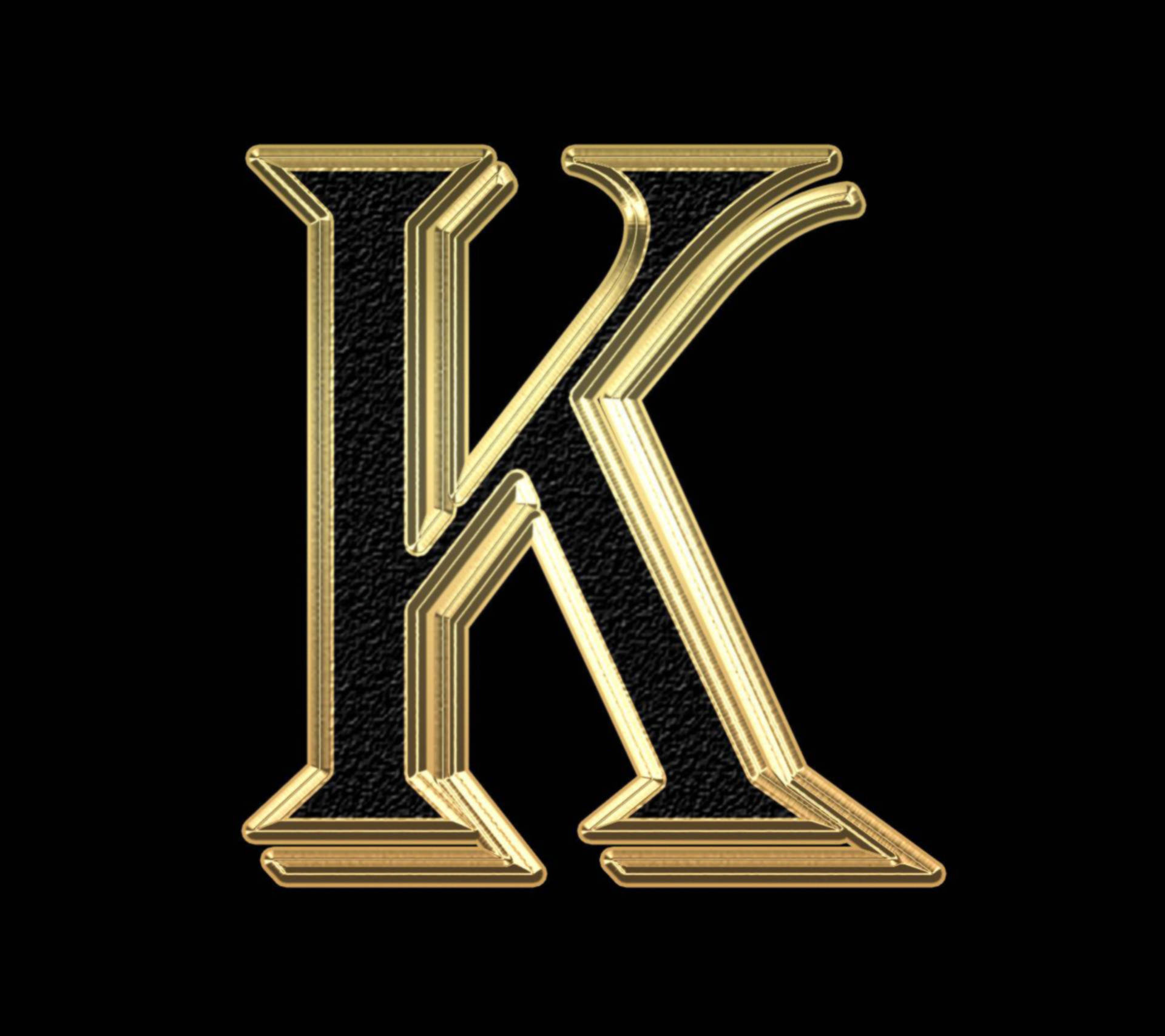 金色字母K，帶黑色紋理填充，在黑色背景上。 — 字母K動圖 壁紙