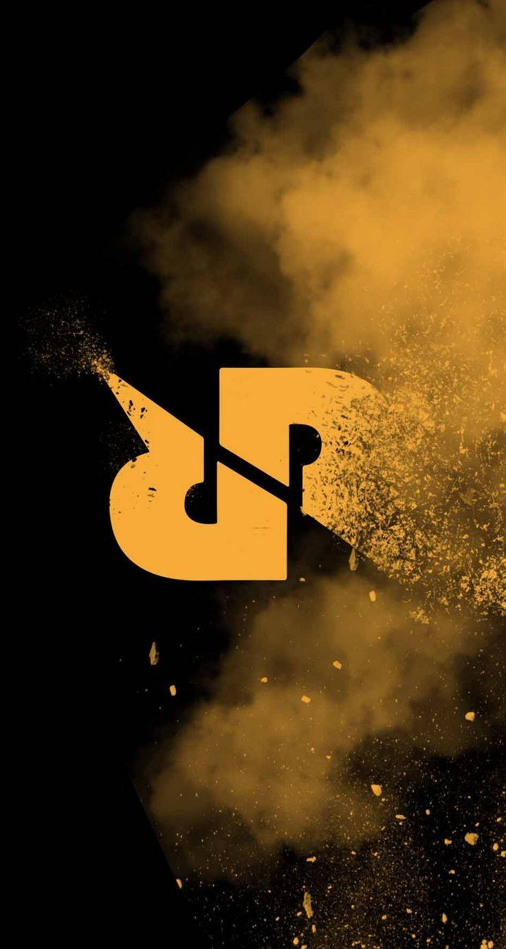 Team 桌布 壁紙 — 一個大膽的金色標誌在純黑背景上碎裂成灰塵和粒子。