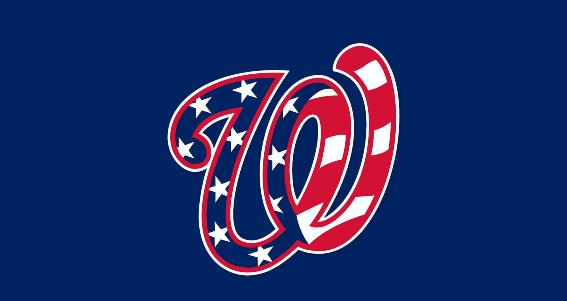MLB Teams 桌布 壁紙 — 一個大膽的風格化W標誌，紅、白、藍色，帶有星星和條紋，在純海軍藍背景上。