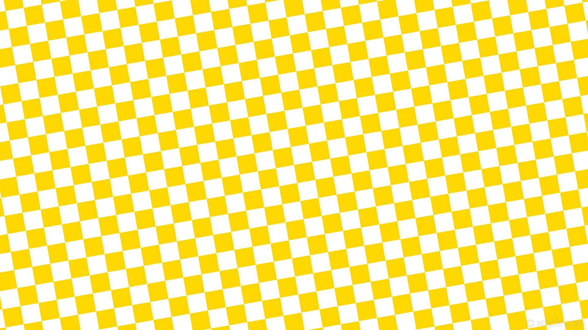 Aesthetic Yellow 桌布 壁紙 — 一個大膽的黃白格子圖案對角線斜跨整個畫面。