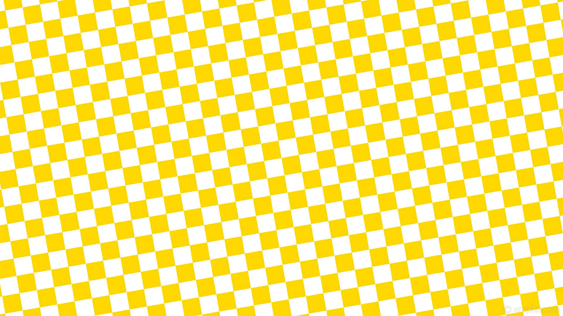 Checkered 桌布 壁紙 — 一個大膽的黃白棋盤格圖案對角傾斜貫穿整個畫面。