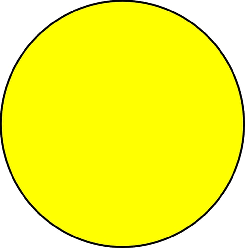Yellow Circle 桌布 壁紙 — 一個大膽的黃色圓圈，帶有細黑色輪廓，居中在純白色背景上。