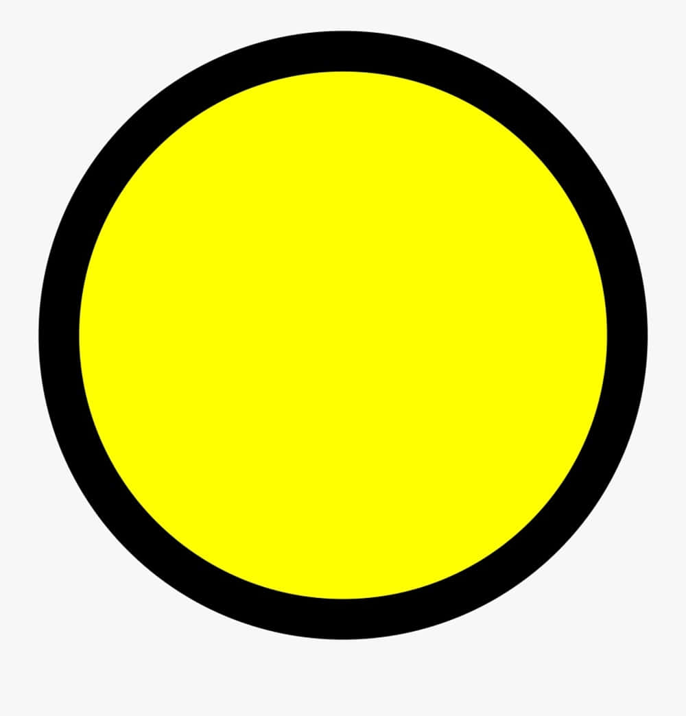 Yellow Circle 桌布 壁紙 — 一個大膽的黃色圓形，帶有粗黑色邊框，居中在淺灰色背景上。