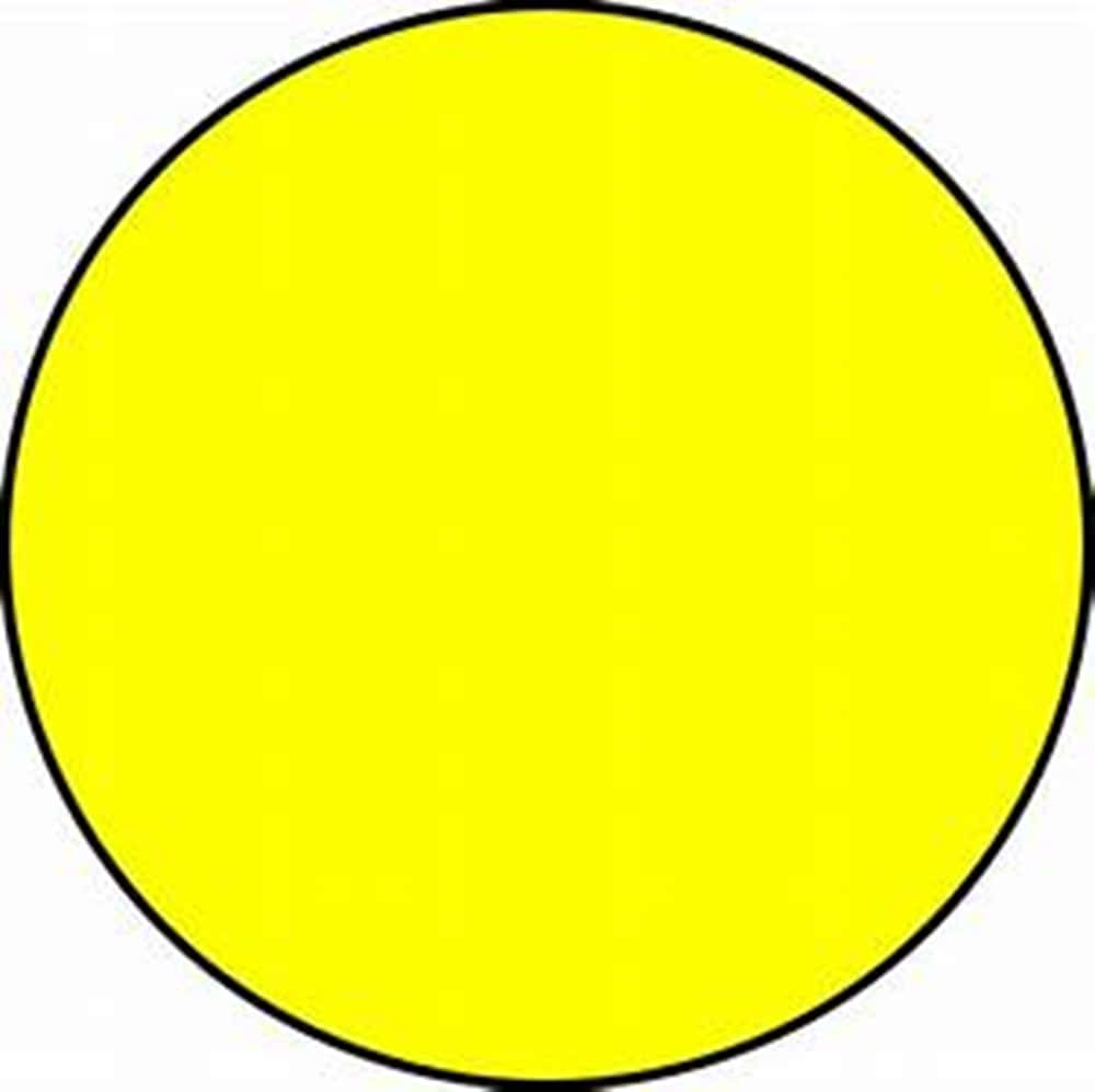 Yellow Circle 桌布 壁紙 — 一個大膽的黃色圓形，帶有細黑色輪廓，置中在純白色背景上。