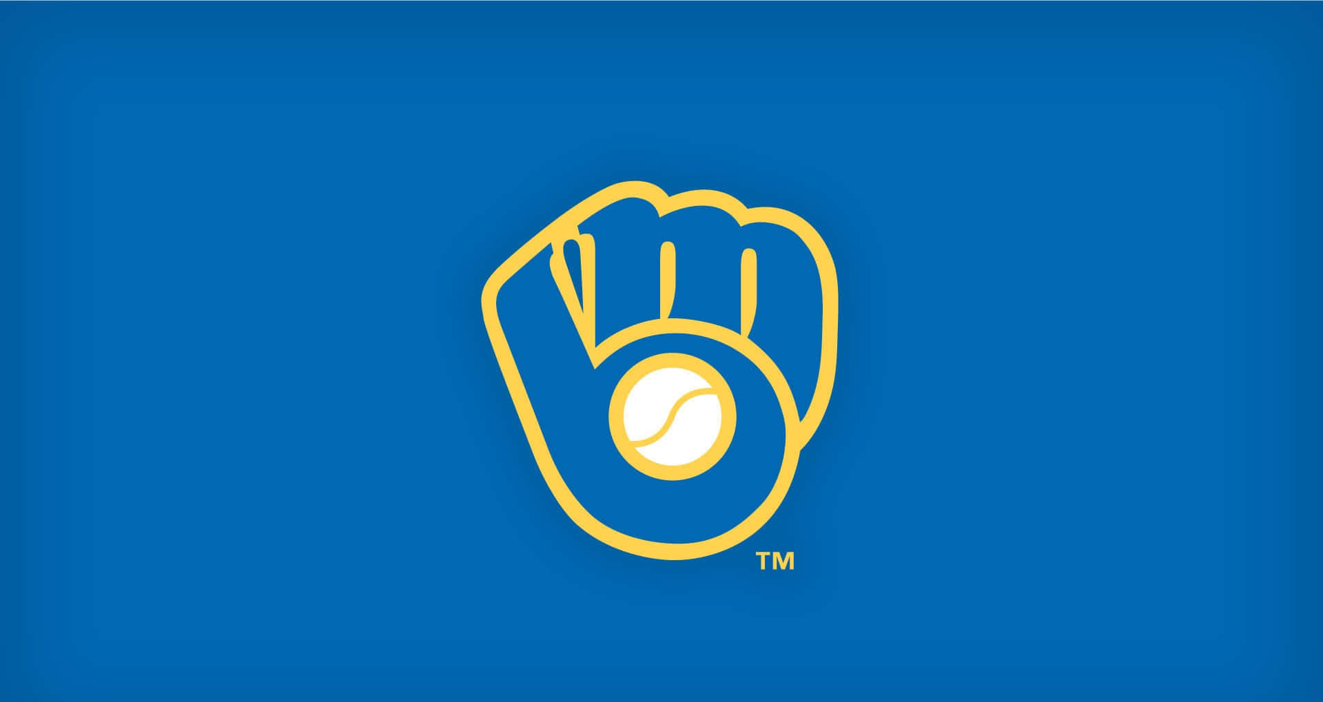 MLB Teams 桌布 壁紙 — 一個大膽的黃色棒球手套標誌，在純皇家藍色背景上托著一個白色棒球。
