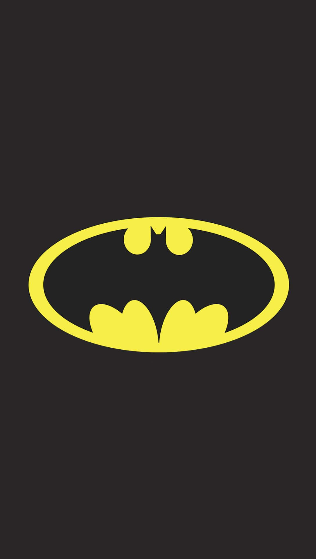 Batman Aesthetic 桌布 壁紙 — 一個大膽的黃色蝙蝠俠標誌，居中於純黑色背景上，線條簡潔極簡。