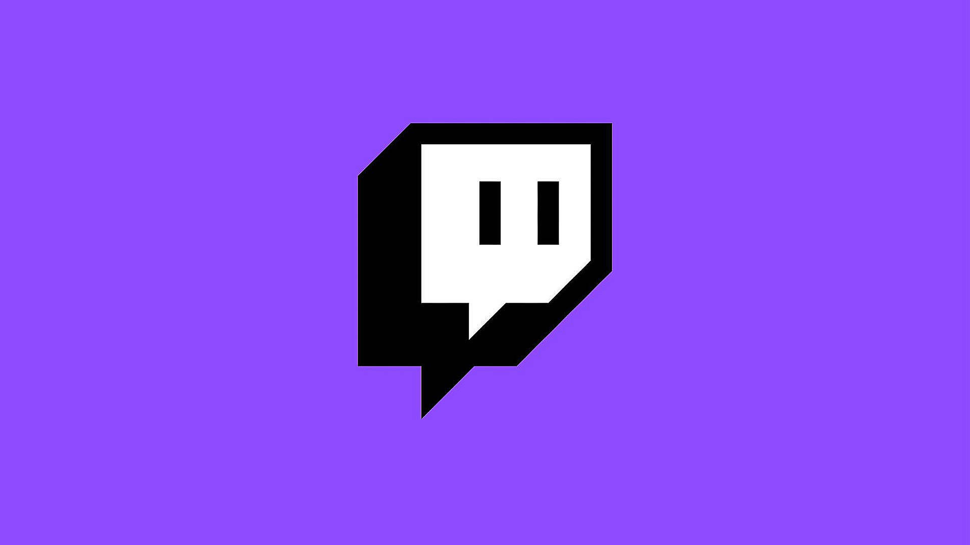 Twitch 1080 桌布 壁紙 — 一個大膽的黑白 Twitch 標誌，居中放置在純色鮮豔紫色背景上。