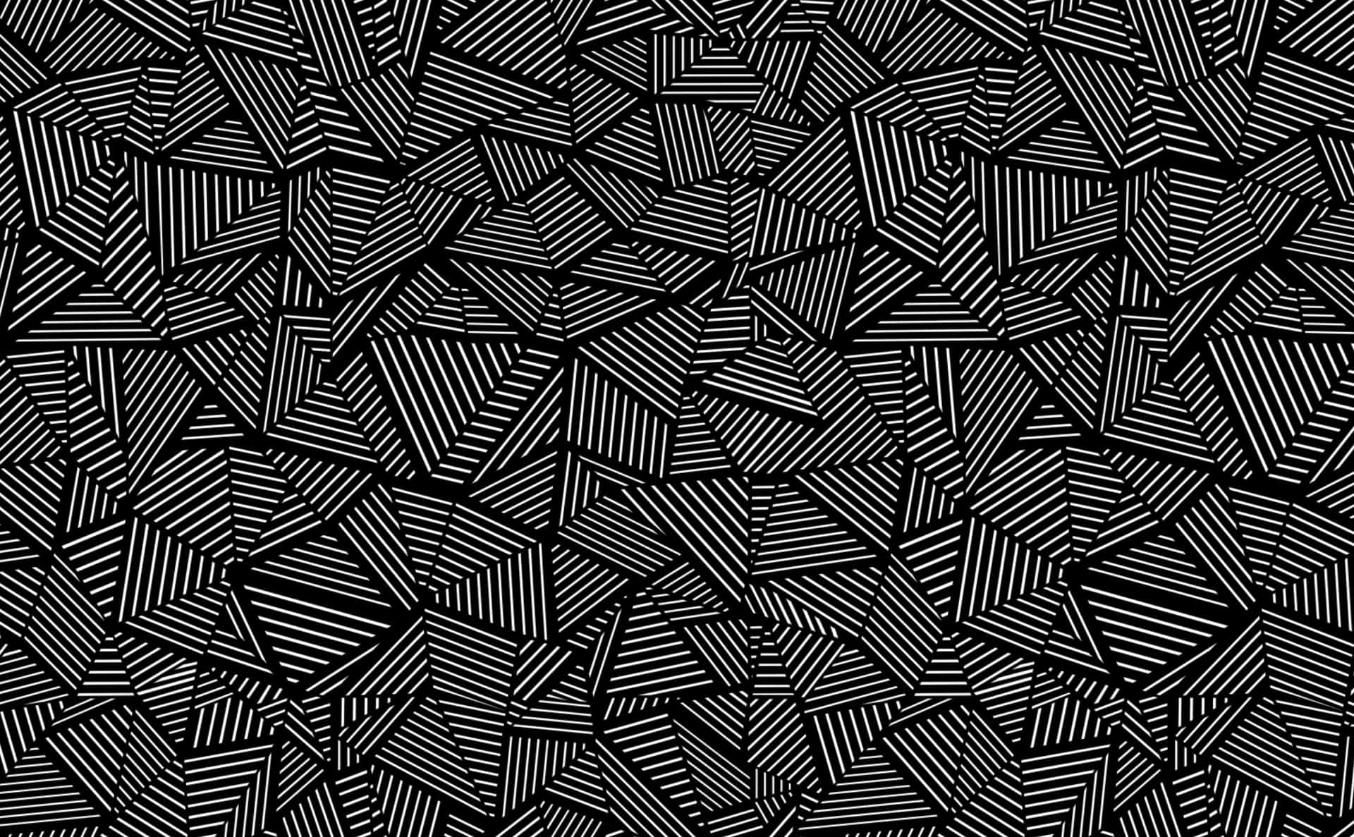 Geometric Pattern 桌布 壁紙 — 一個大膽的黑白抽象圖案，由重疊的幾何形狀和對角線條組成。