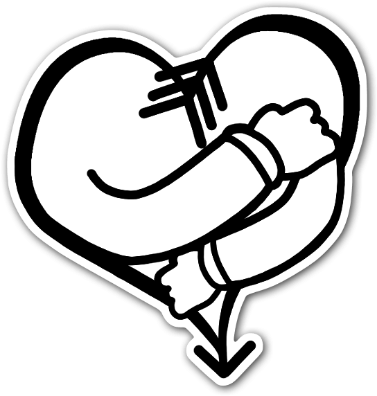 Love Black And White 桌布 壁紙 — 一個大膽的黑白線條藝術插圖，描繪了一個帶有絲帶尾巴的心形氣球。