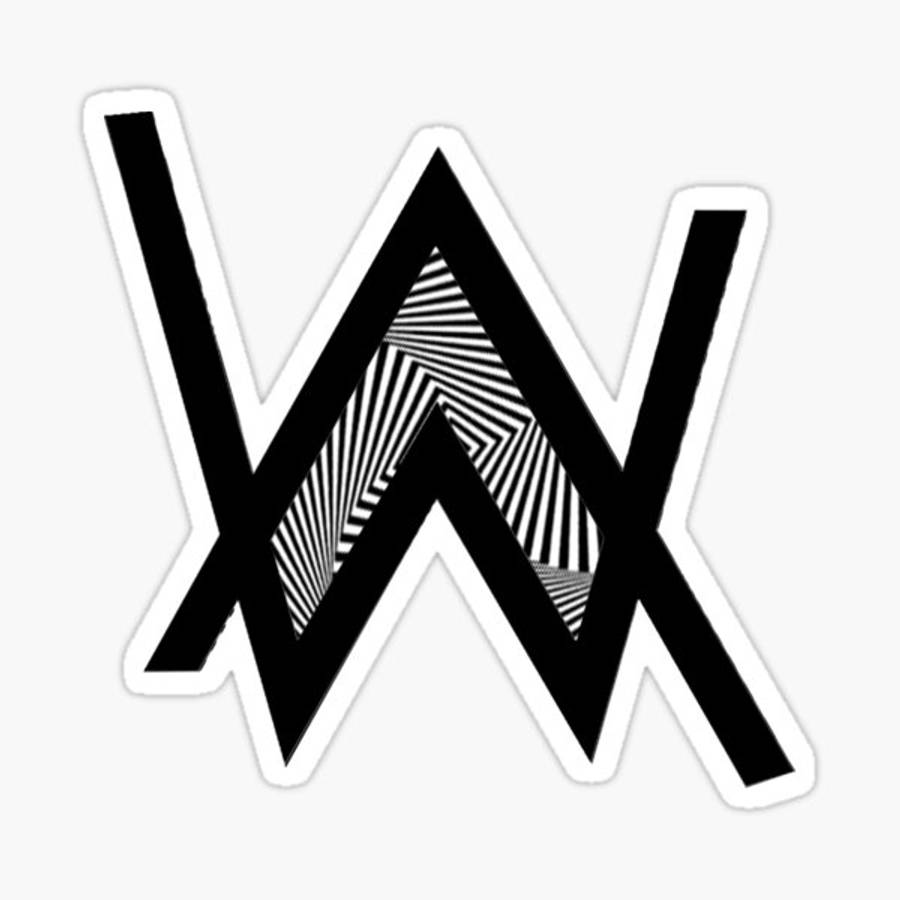 標誌 桌布 壁紙 — 一個大膽的黑白貼紙，裡面有一個風格化的「W」，帶有催眠的鋸齒形圖案。