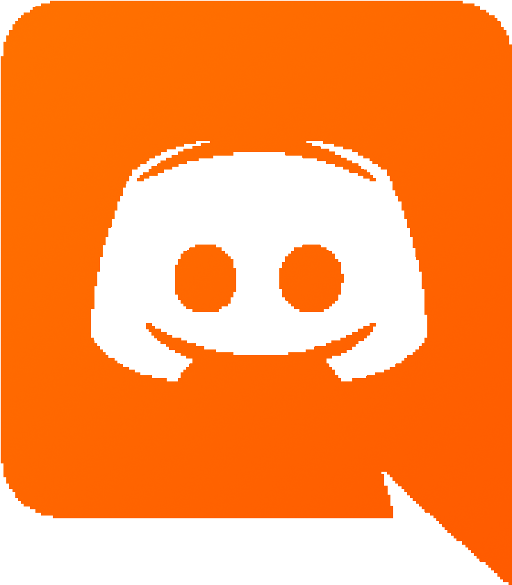 Discord 桌布 壁紙 — 一個大膽的黑色 Discord 標誌，帶有笑臉和橙色對話氣泡背景。