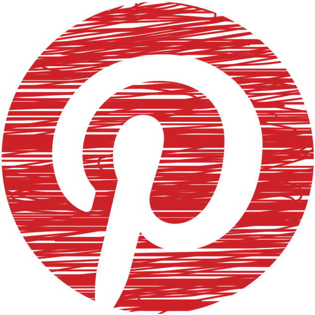 Pinterest 桌布 壁紙 — 一個大膽的黑色Pinterest標誌在帶有水平刮痕的紋理紅色圓形背景上脫穎而出。