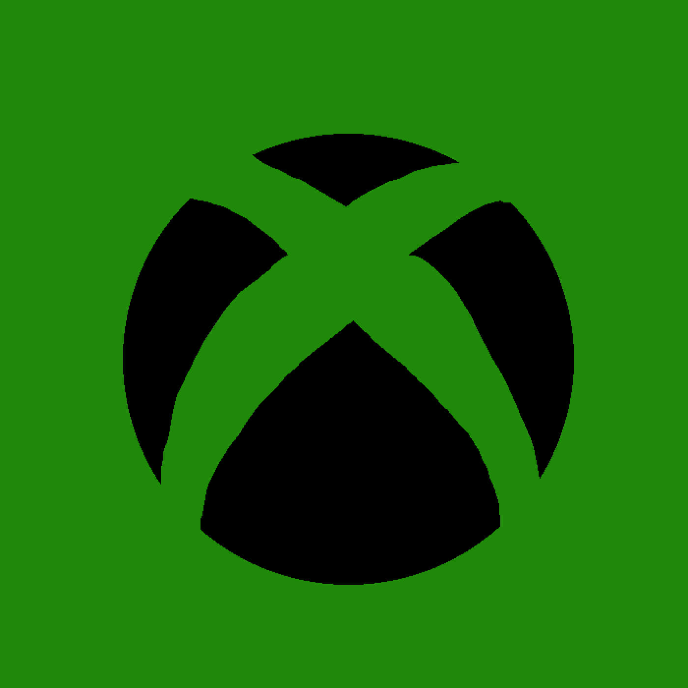 Xbox 桌布 壁紙 — 一個大膽的黑色Xbox標誌，居中放置在純綠色背景上，邊緣乾淨銳利。