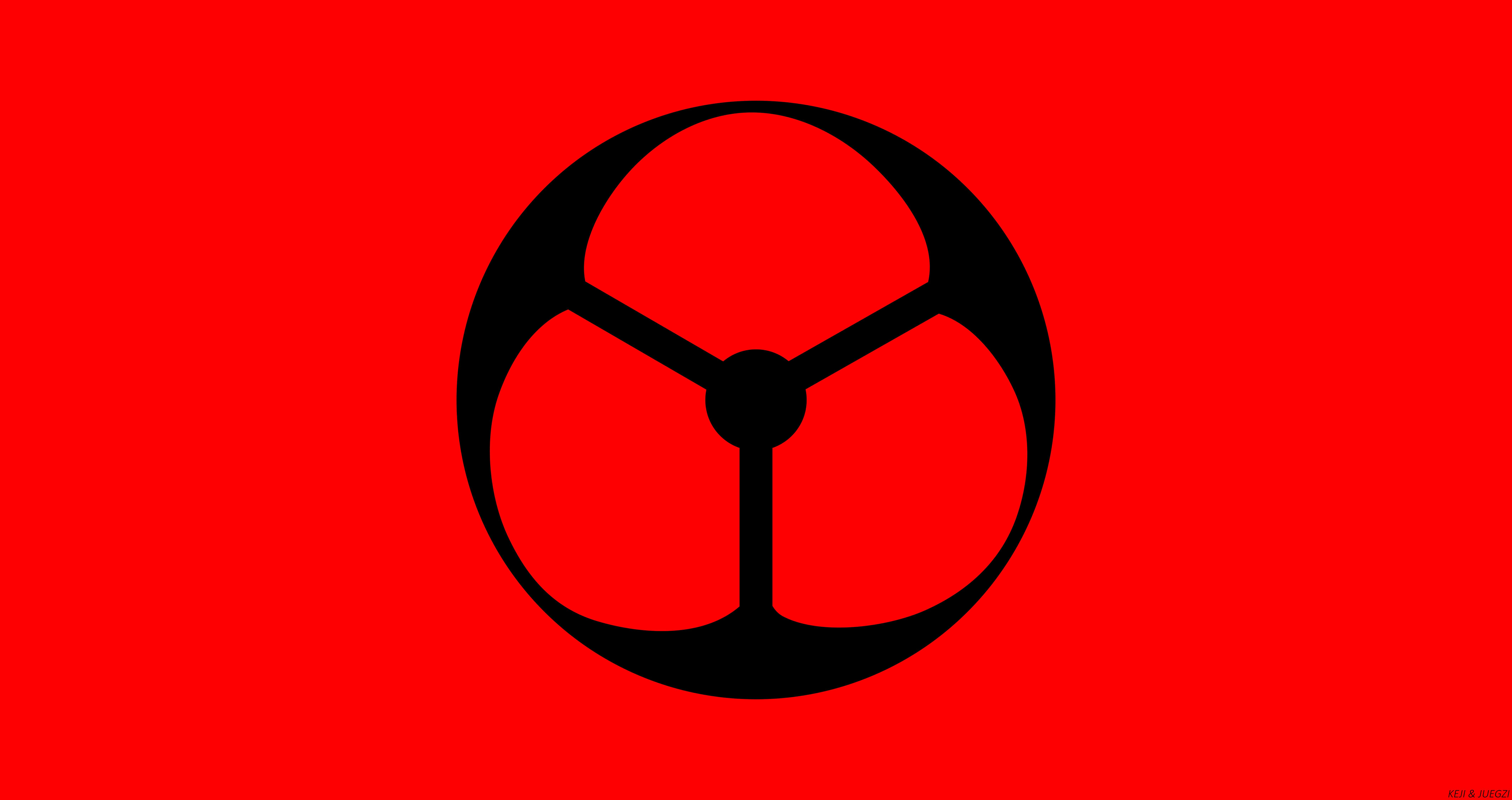 Warning Sign 桌布 壁紙 — 一個大膽的黑色三曲腿圖案符號，居中在鮮紅色的背景上。