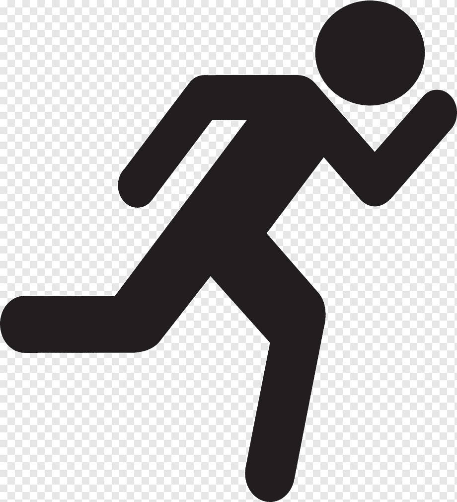 running fast 桌布 壁紙 — 一個大膽的黑色剪影，描繪一個正在奔跑的人，背景透明。