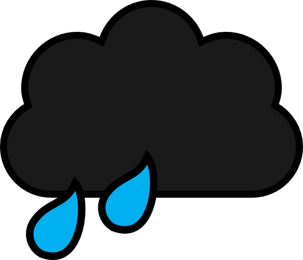 Raining 桌布 壁紙 — 一個大膽的黑色卡通雲，底部有兩顆明亮的藍色雨滴落下。