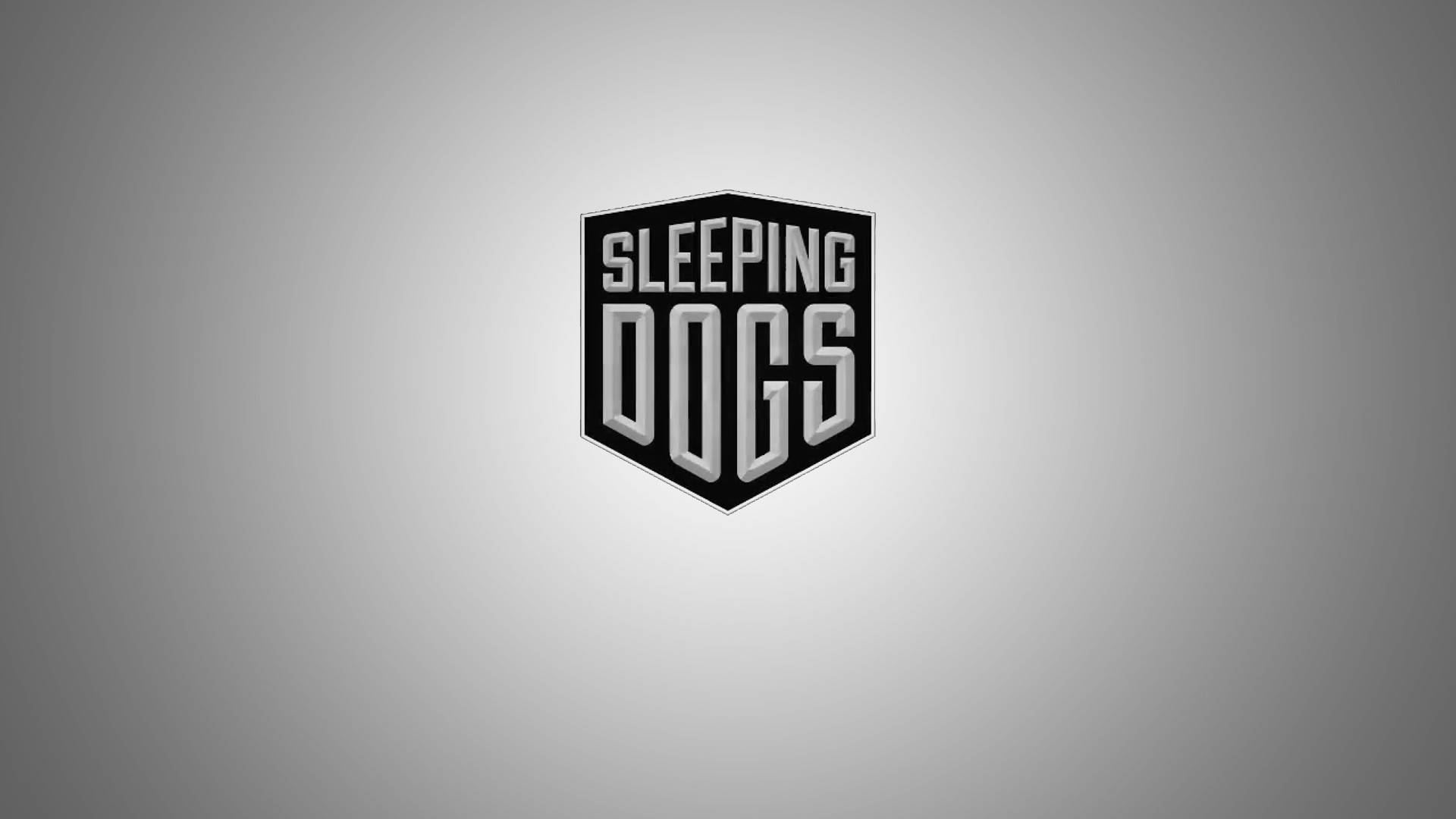 Sleeping 桌布 壁紙 — 一個大膽的黑色和銀色六邊形標誌，用於Sleeping Dogs，居中在漸變灰色背景上。