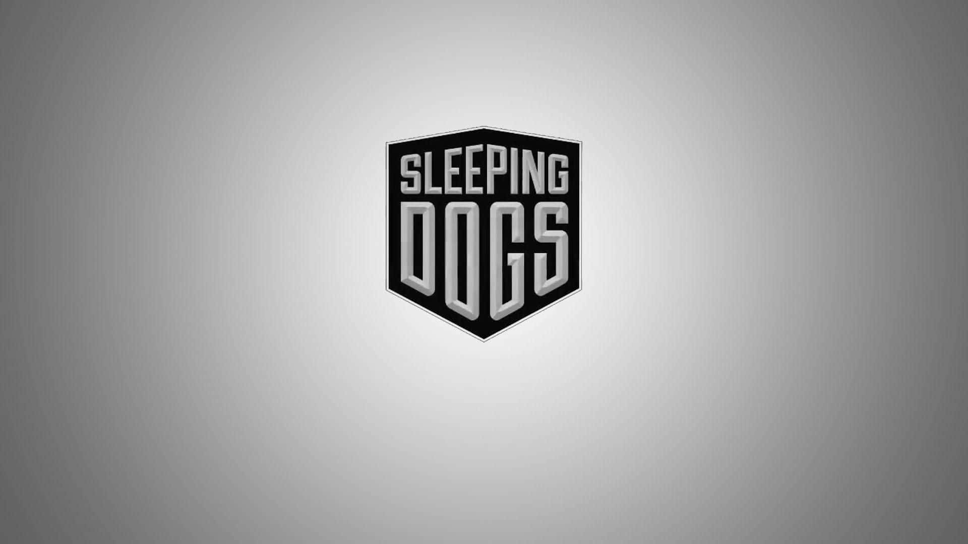 電玩遊戲 桌布 壁紙 — 一個大膽的黑色和銀色六邊形標誌，用於Sleeping Dogs，居中在漸變灰色背景上。