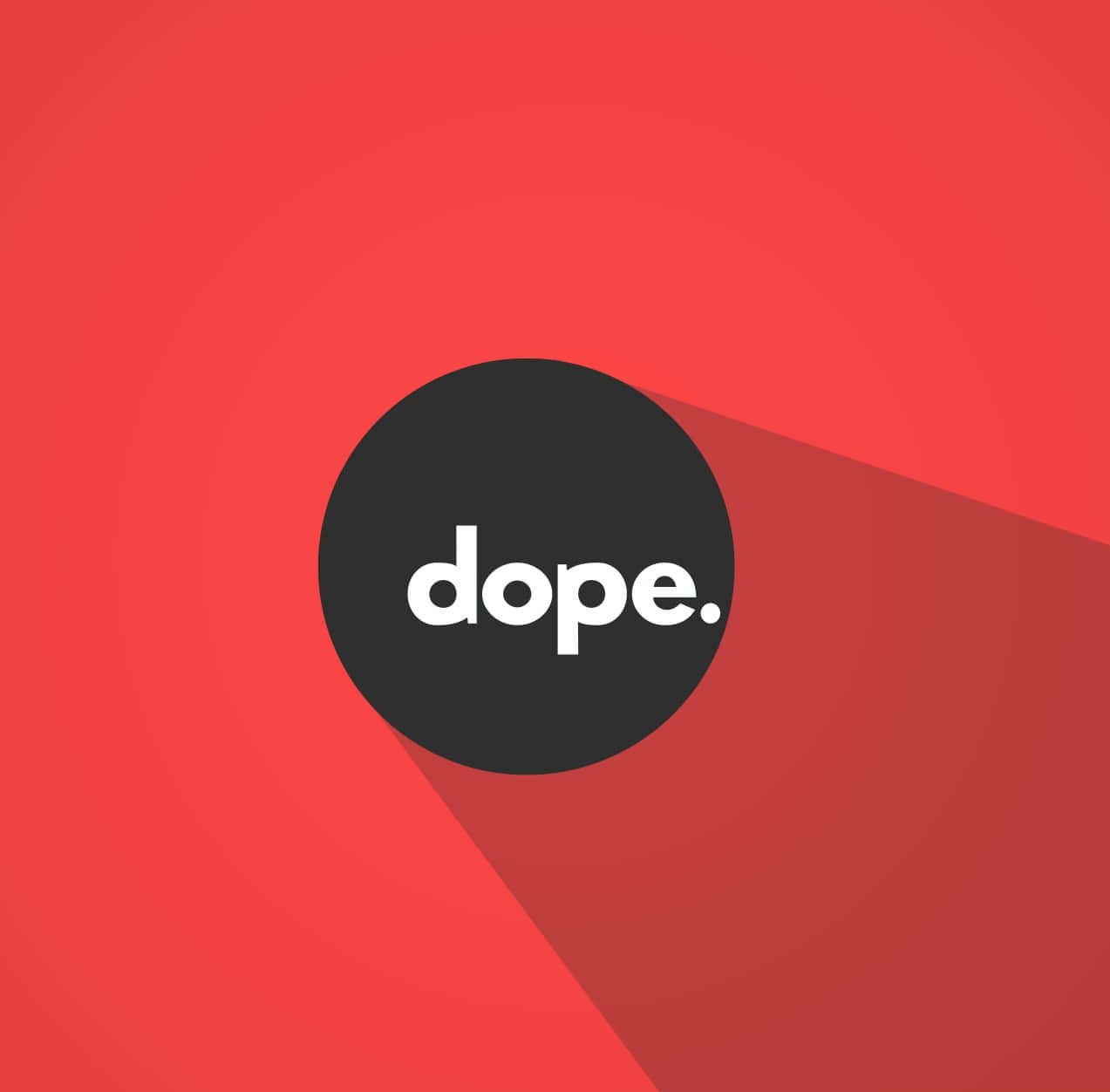 黑色圓圈帶白色文字dope dot在紅色漸變背景上帶長陰影 — 超炫動圖 壁紙